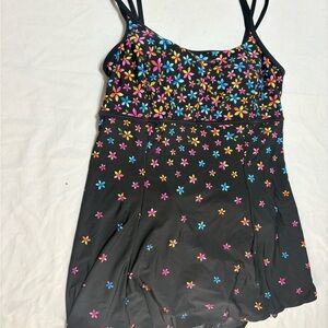 Floral Black swimsuit with Colorful Flowers